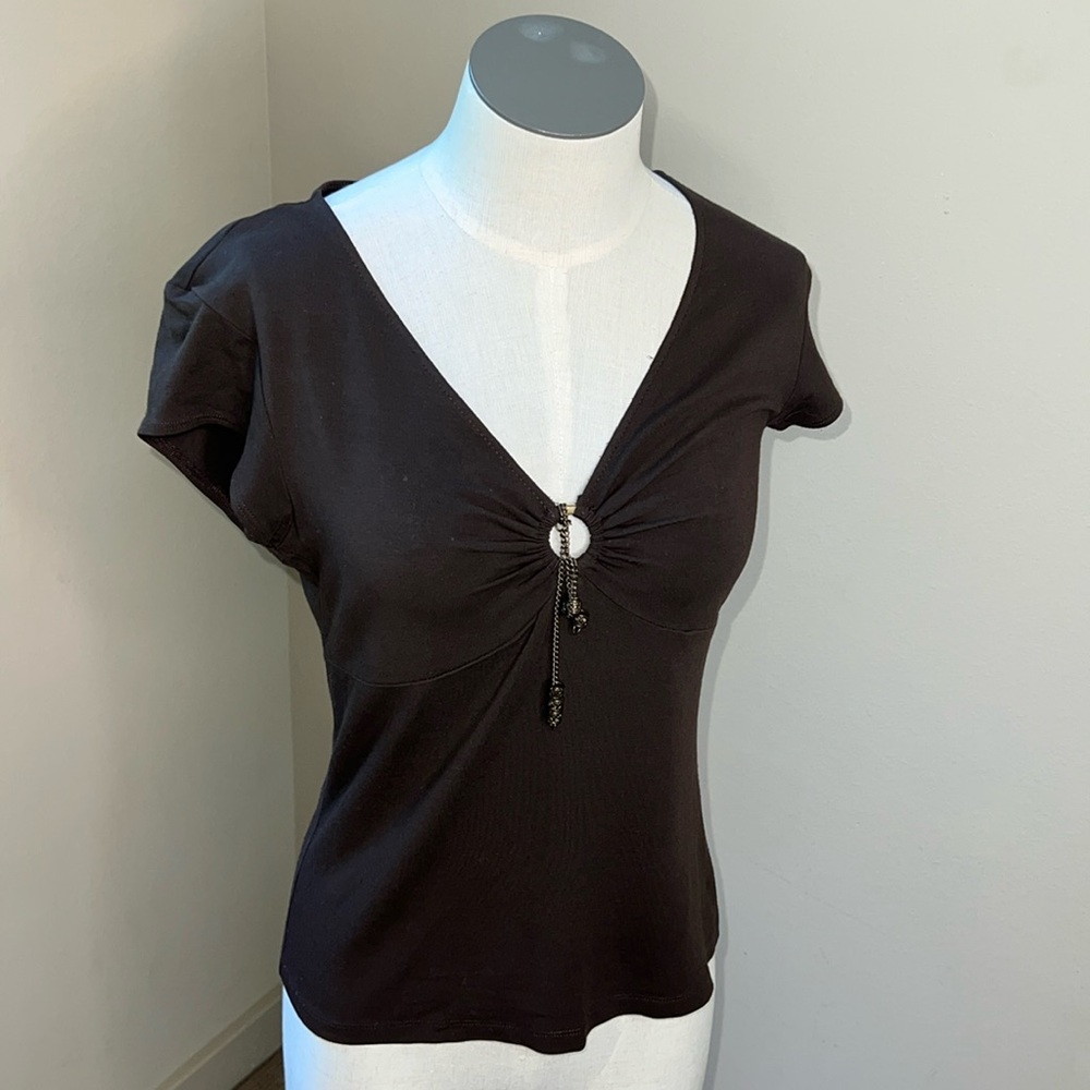EUC Morrissey Y? v-neck brown chain top small